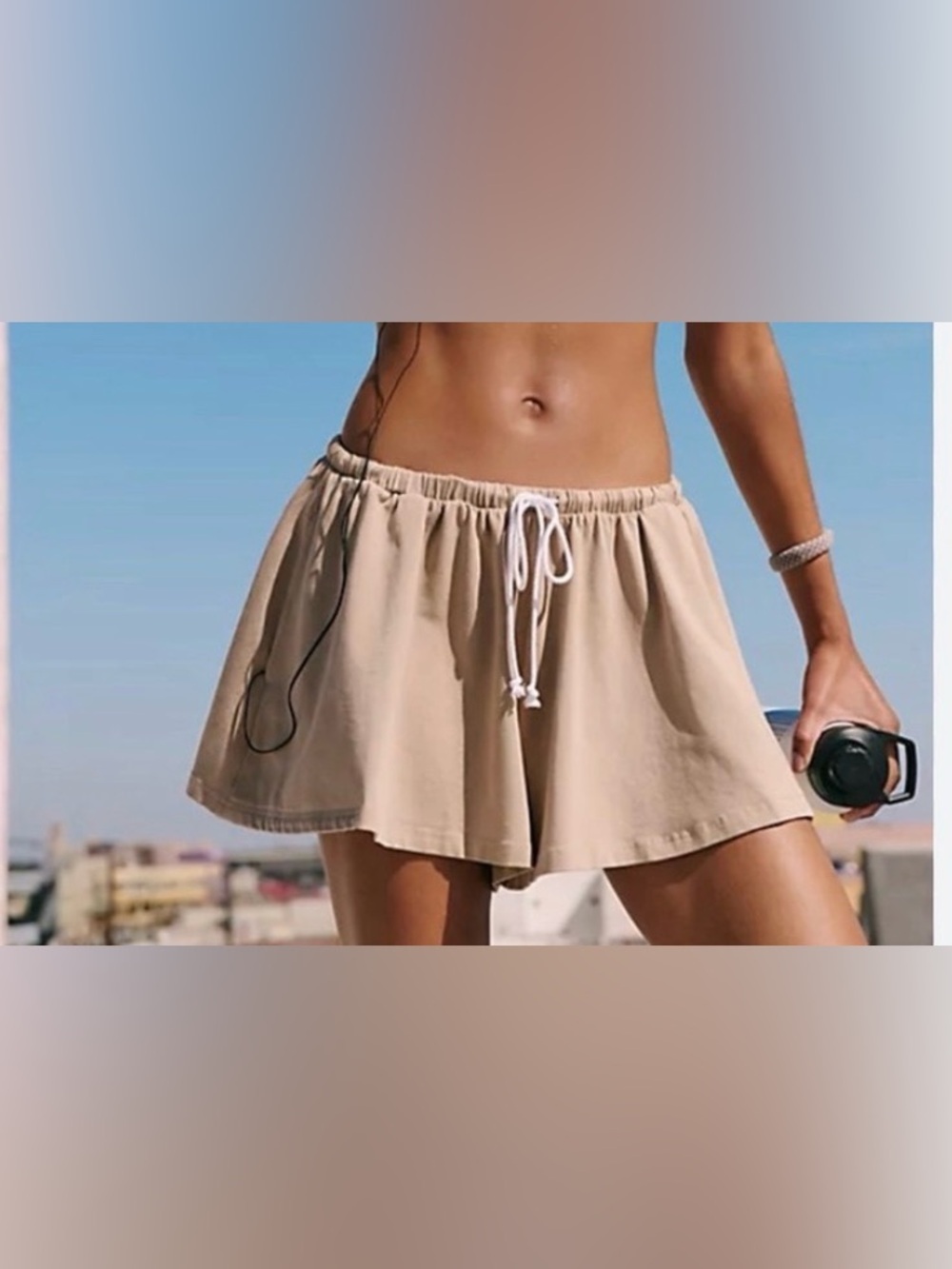NWOT FP Movement Free People Medium M Tan Cream Hot shot flow Rope Shorts